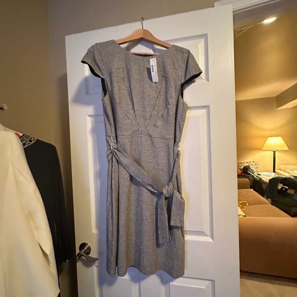 NWT J Crew Size 14 Black/White Houndstooth Dress